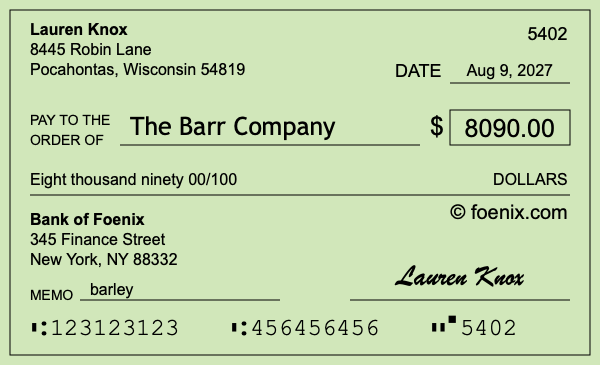 How to write a check for $8,090
