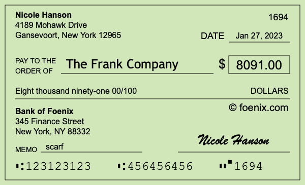 How to write a check for $8,091