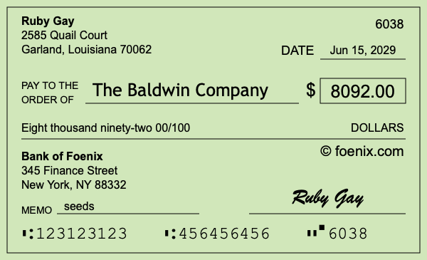 How to write a check for $8,092