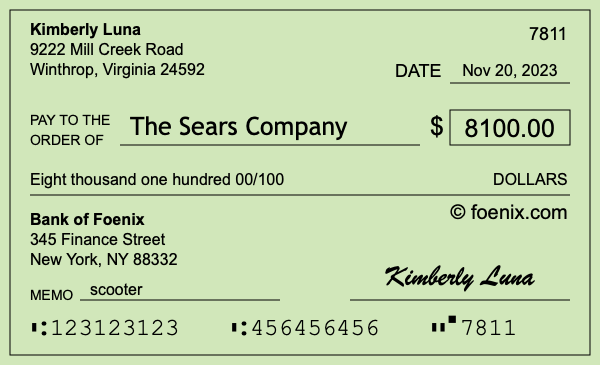 How to write a check for $8,100