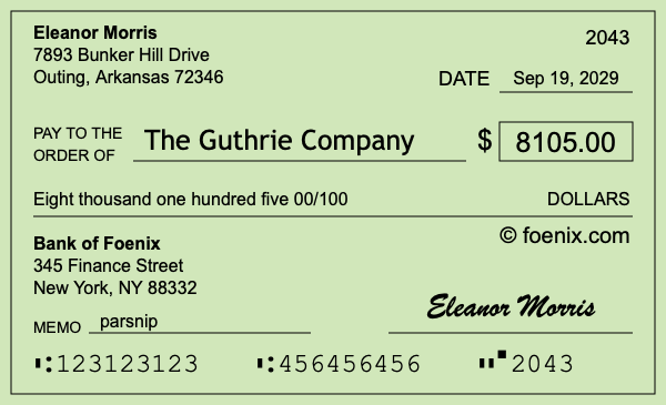 How to write a check for $8,105