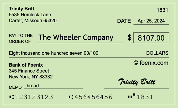 How to write a check for $8,107