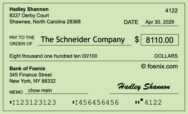 How to write a check for $8,110
