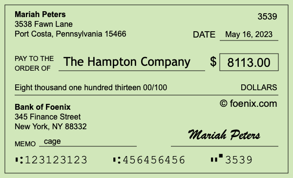 How to write a check for $8,113