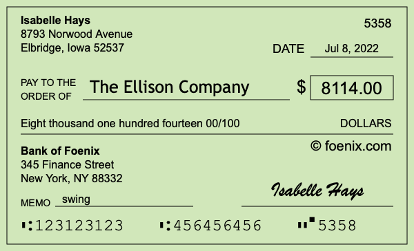 How to write a check for $8,114