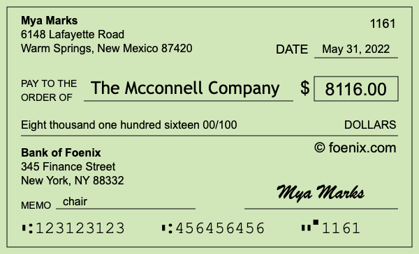 How to write a check for $8,116