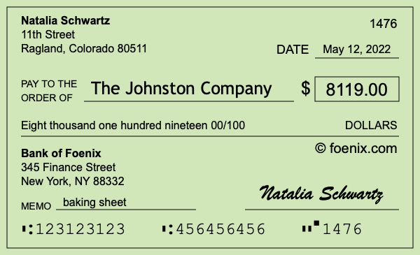 How to write a check for $8,119