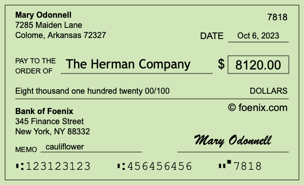 How to write a check for $8,120