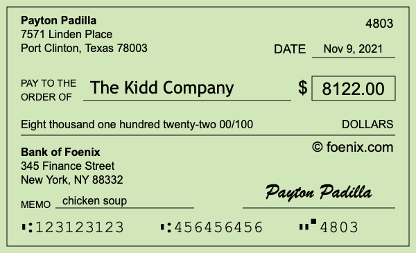 How to write a check for $8,122