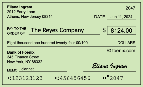 How to write a check for $8,124