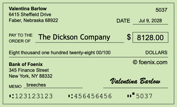 How to write a check for $8,128