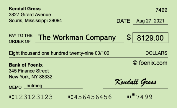 How to write a check for $8,129