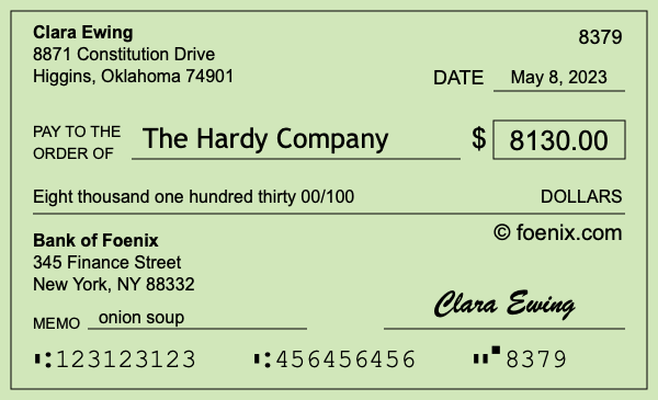 How to write a check for $8,130