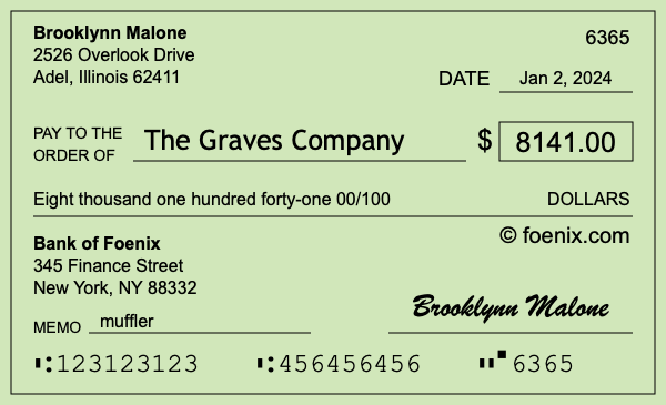 How to write a check for $8,141