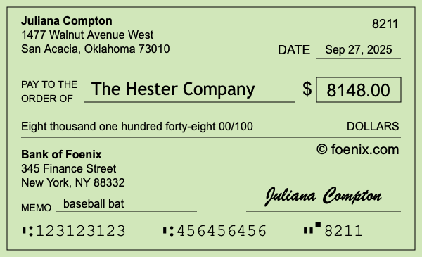 How to write a check for $8,148