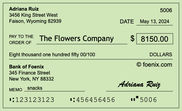 How to write a check for $8,150