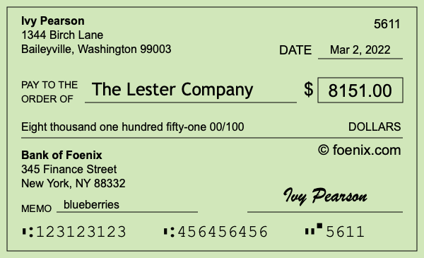 How to write a check for $8,151
