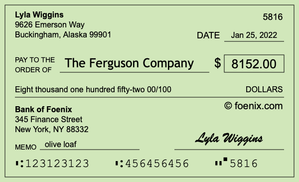 How to write a check for $8,152