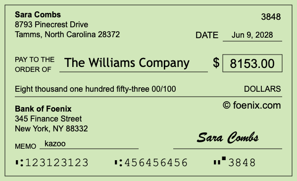 How to write a check for $8,153