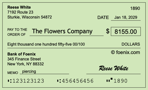 How to write a check for $8,155
