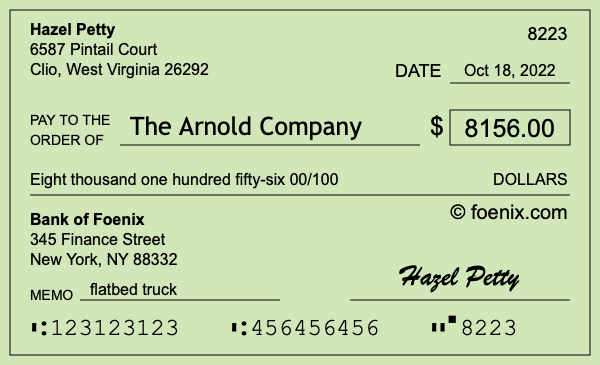 How to write a check for $8,156