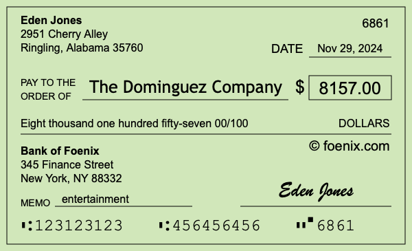 How to write a check for $8,157