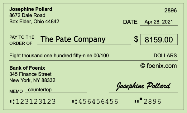 How to write a check for $8,159