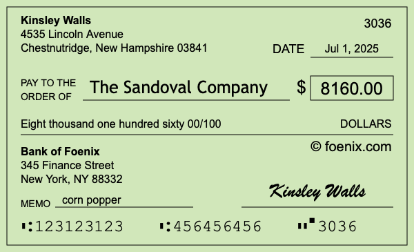 How to write a check for $8,160