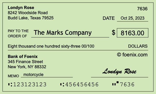 How to write a check for $8,163