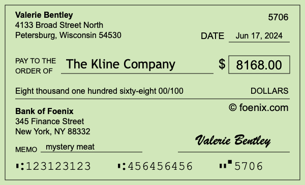 How to write a check for $8,168