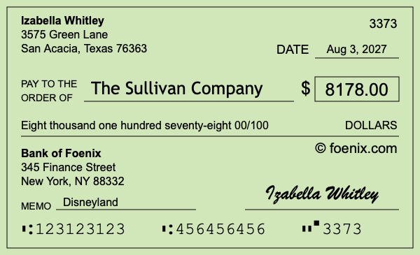 How to write a check for $8,178