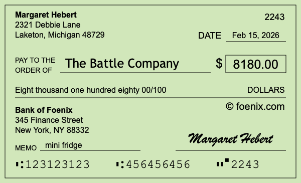 How to write a check for $8,180