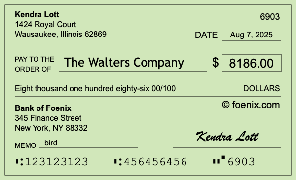 How to write a check for $8,186