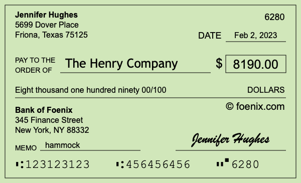 How to write a check for $8,190