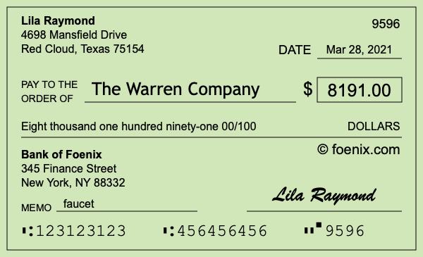 How to write a check for $8,191