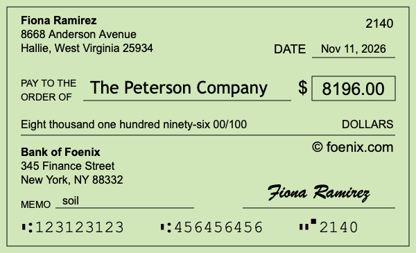 How to write a check for $8,196