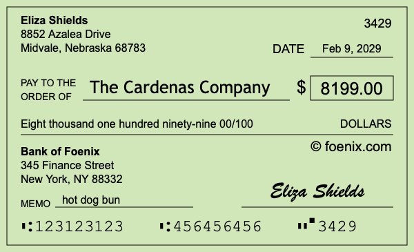 How to write a check for $8,199
