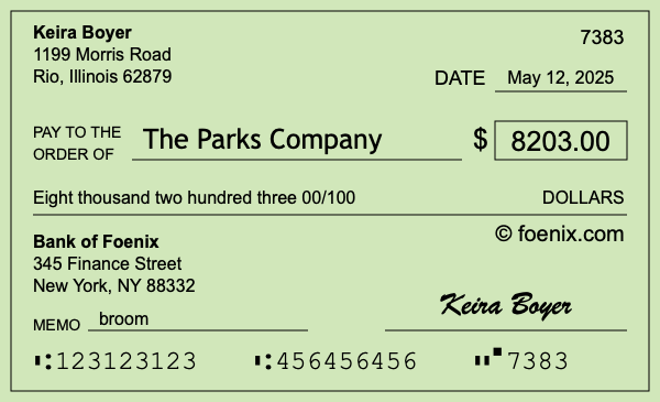 How to write a check for $8,203
