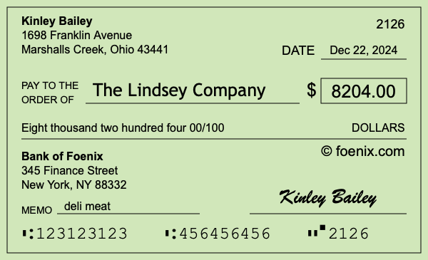 How to write a check for $8,204