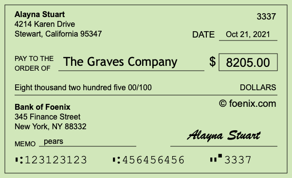 How to write a check for $8,205