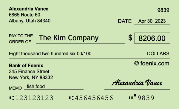 How to write a check for $8,206