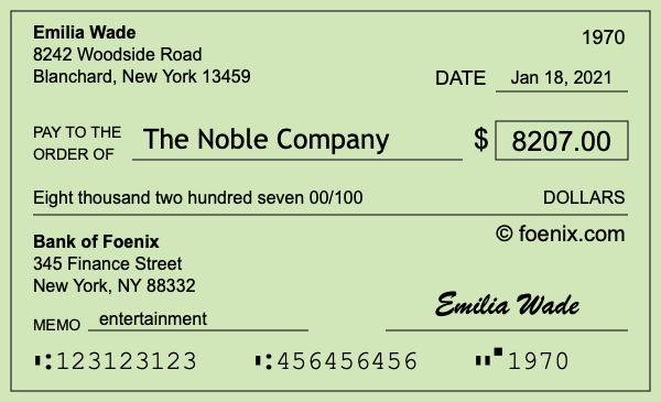 How to write a check for $8,207