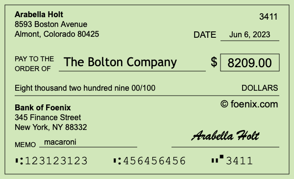 How to write a check for $8,209