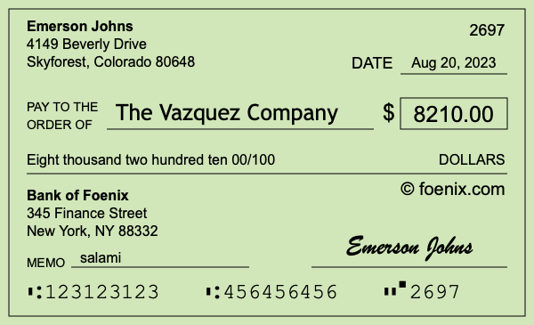 How to write a check for $8,210