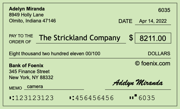 How to write a check for $8,211