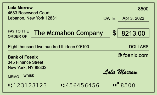 How to write a check for $8,213