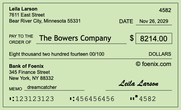 How to write a check for $8,214