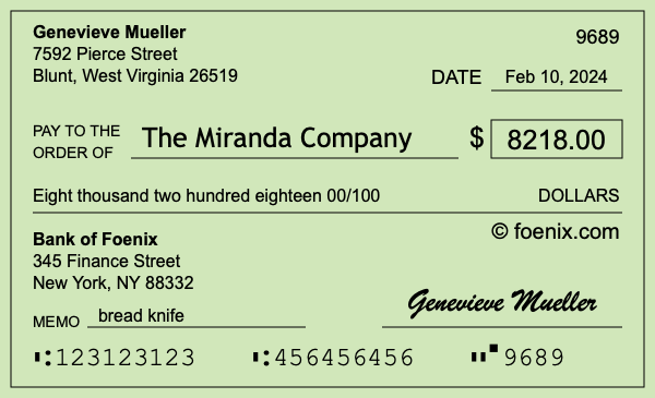 How to write a check for $8,218