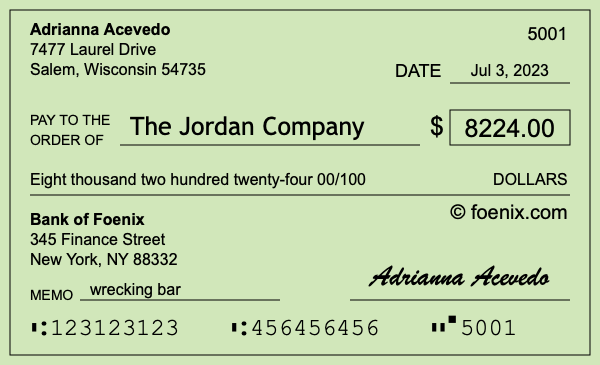 How to write a check for $8,224