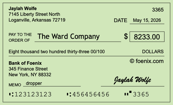 How to write a check for $8,233